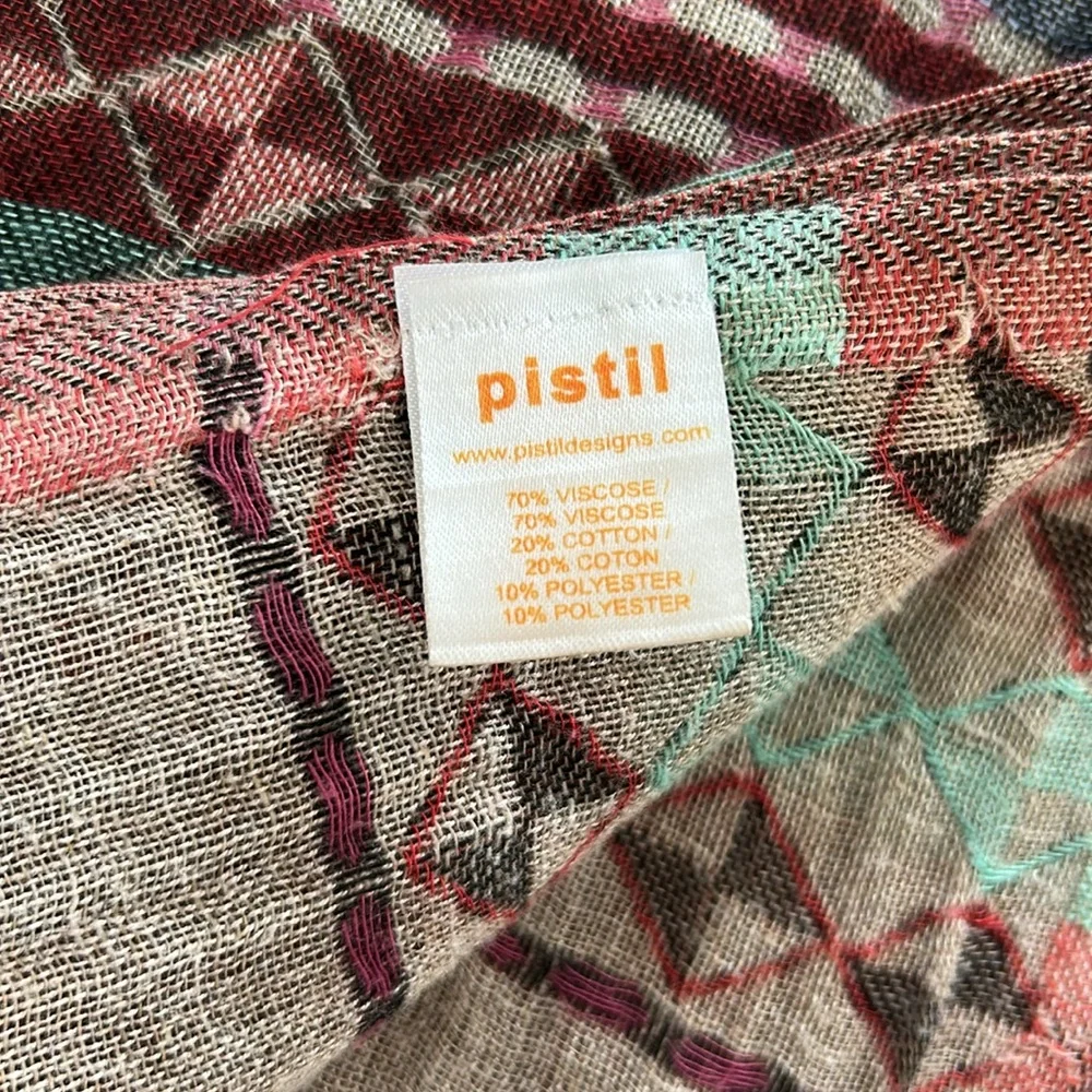 Pistil Geometric Patterned‎ Scarf / Wrap in Brown and Cream 71x 28